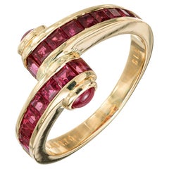 2.11 Carat Ruby Yellow Gold Bypass Style Ring