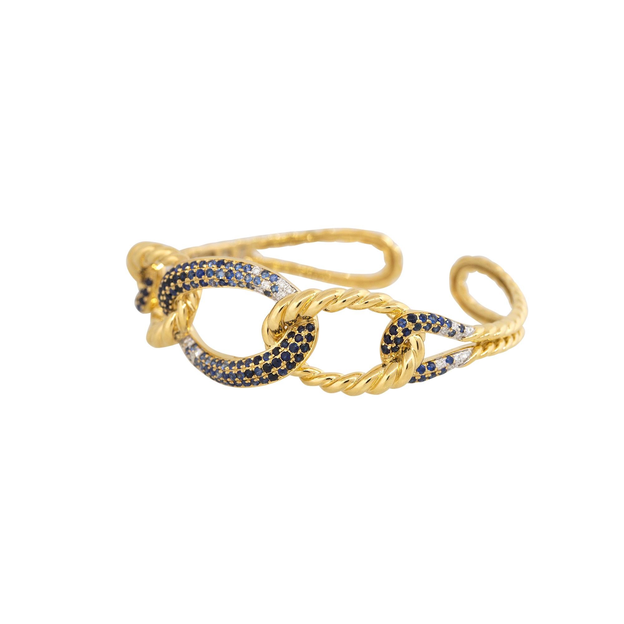 Moderne Bracelet à maillons en or 18 carats avec saphirs de 2,11 carats et diamants de 0,27 carat en vente