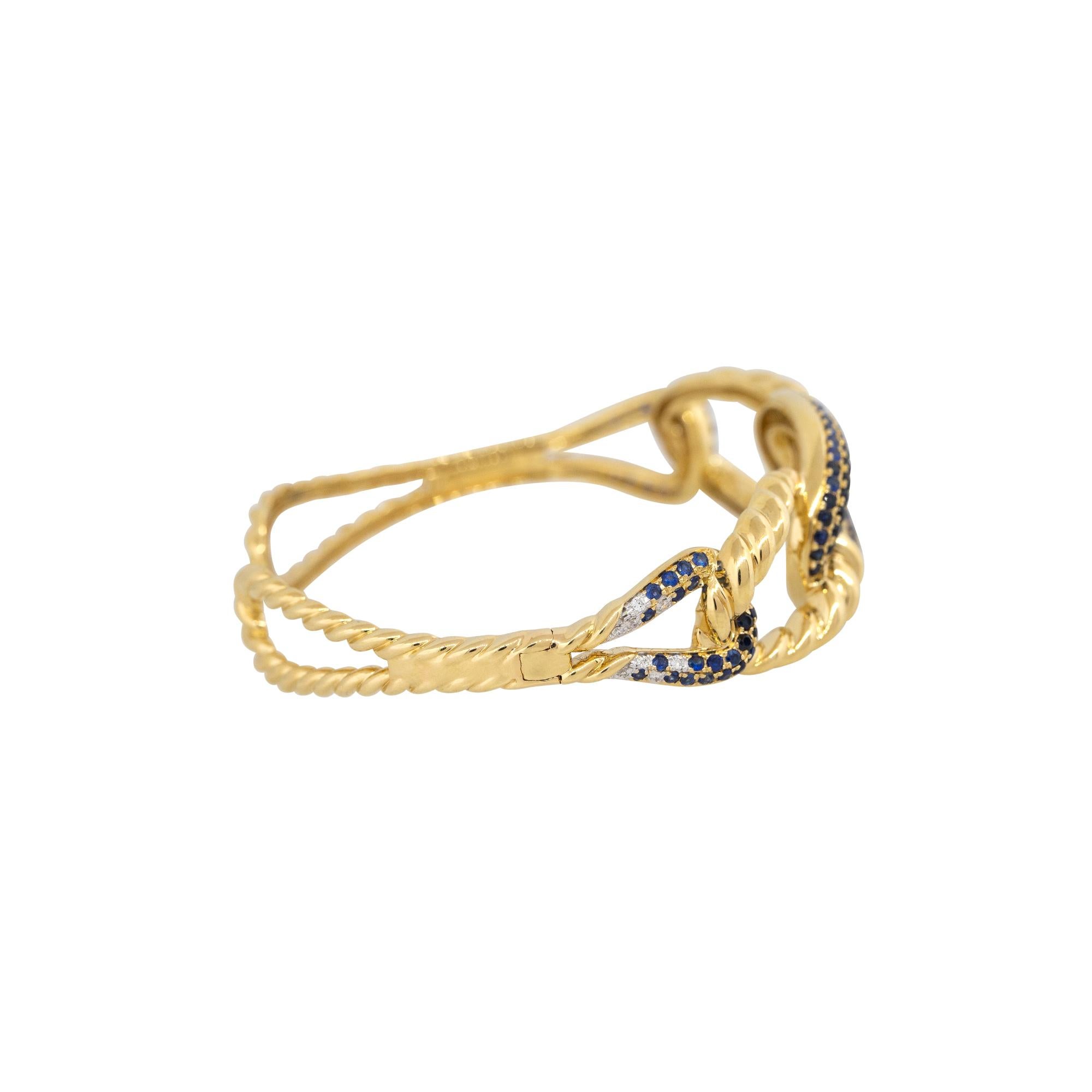 Taille ronde Bracelet à maillons en or 18 carats avec saphirs de 2,11 carats et diamants de 0,27 carat en vente