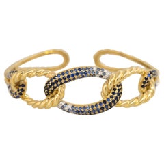 2.11 Carat Sapphire and 0.27 Carat Diamond Link Bracelet 18 Karat In Stock