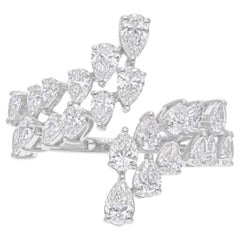 Anillo envolvente de diamantes talla pera brillante SI/H de 2,11 quilates Joyas de oro blanco de 14 quilates