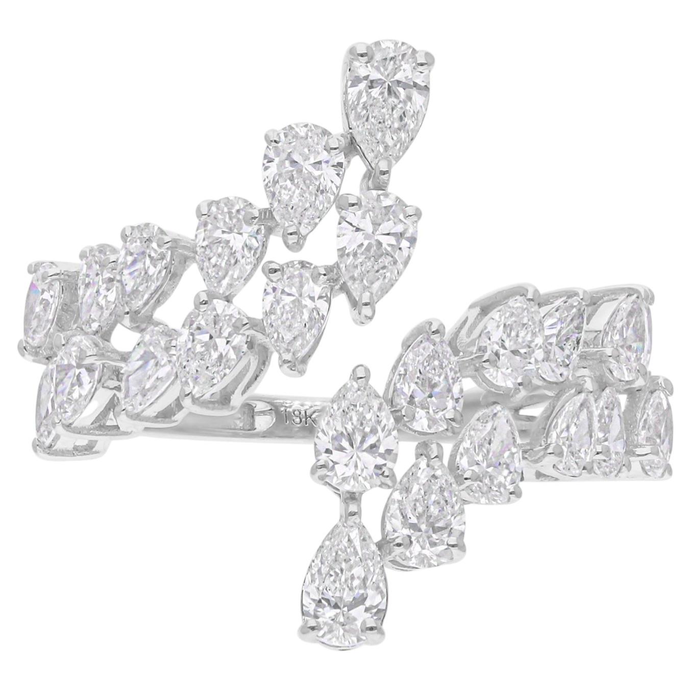 2.11 Carat SI/H Pear Brilliant Cut Diamond Wrap Ring 14 Karat White Gold Jewelry