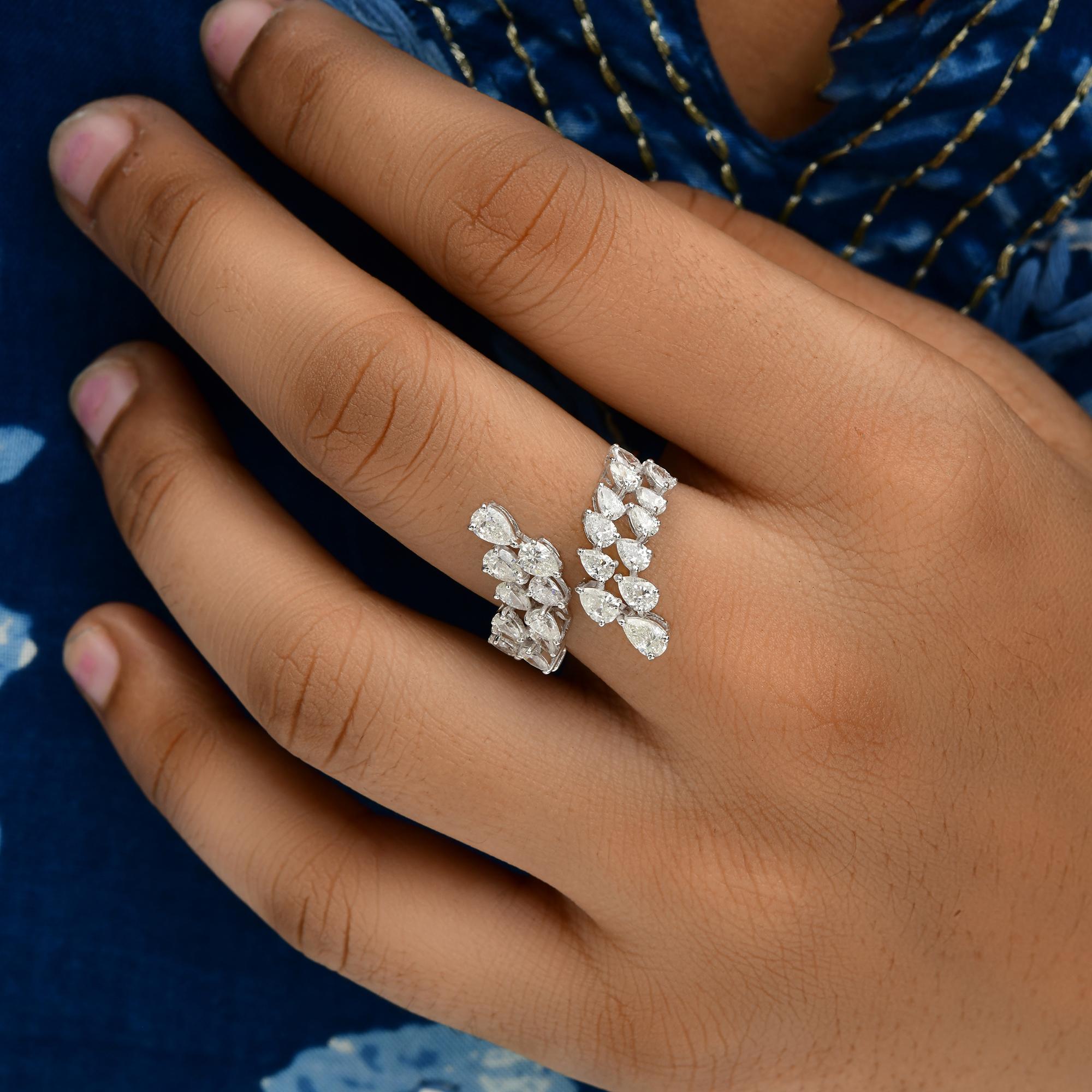 Moderno 2,11 Carati SI/H Pear Brilliante Cut Diamond Wrap Ring Gioielli in oro bianco 18 carati in vendita