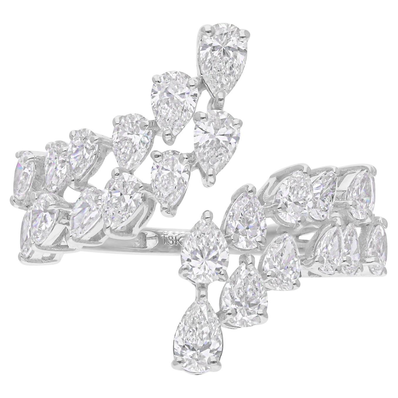 2.11 Karat SI/H Birnenschliff Diamant-Wickelring aus 18 Karat Weißgold mit Brillantschliff