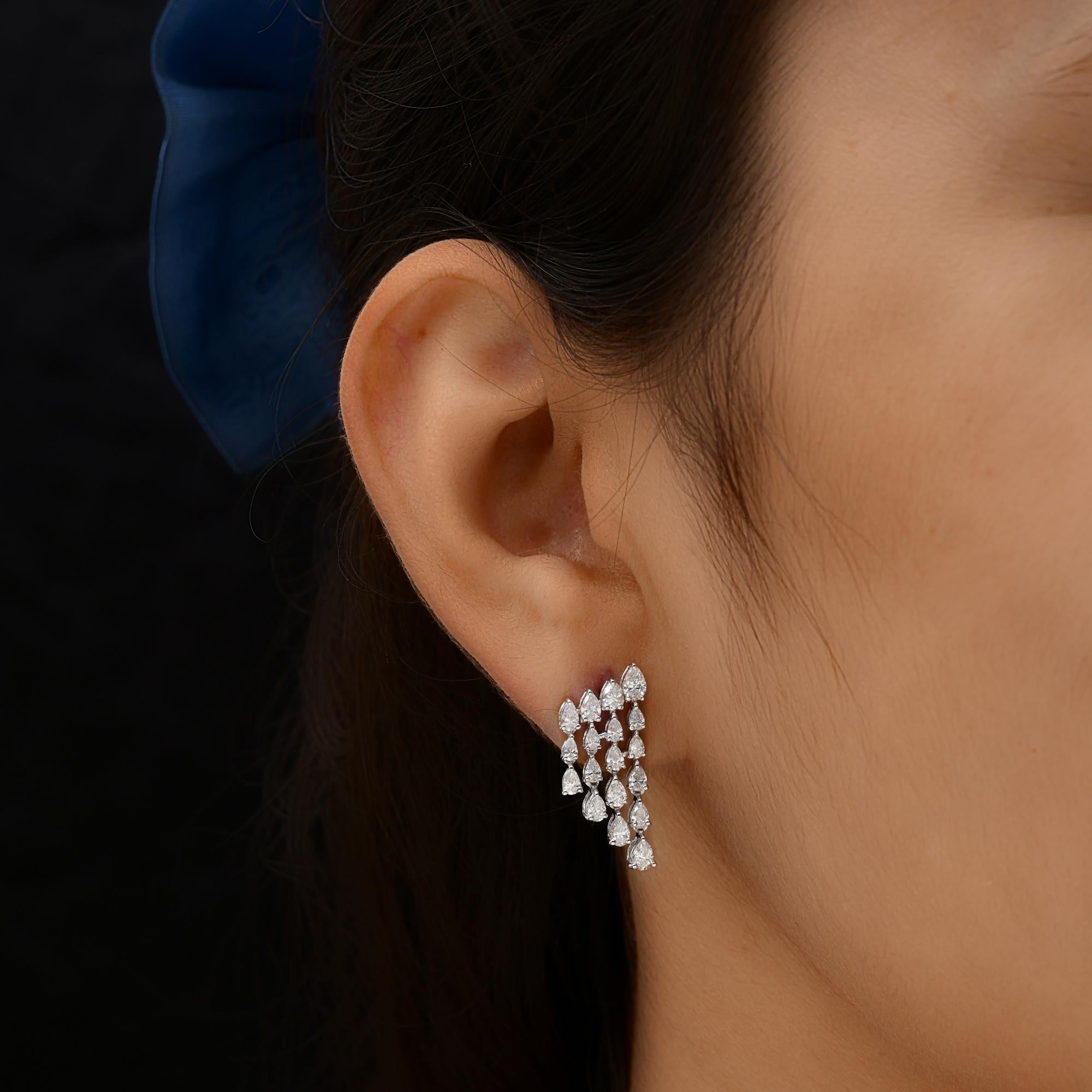 Modern 2.11 Carat SI/H Pear Diamond Chandelier Earrings 14 Karat White Gold Jewelry For Sale