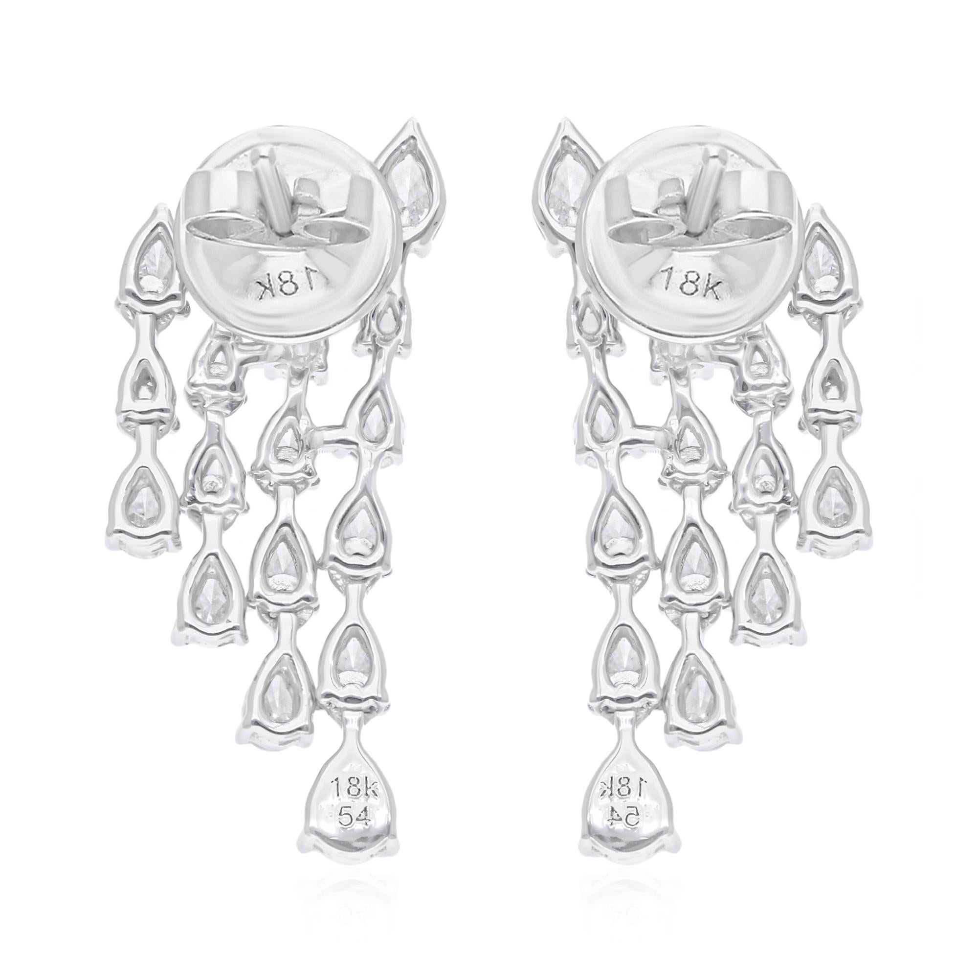 2.11 Carat SI/H Pear Diamond Chandelier Earrings 14 Karat White Gold Jewelry For Sale 1