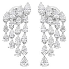 Boucles d'oreilles chandelier en or blanc 14 carats avec diamants poire de 2,11 carats SI/H