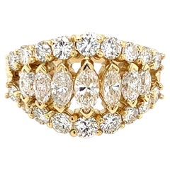 2.11 Carat Total Marquise Cut Diamond Fashion Ring in 14 Karat Gold