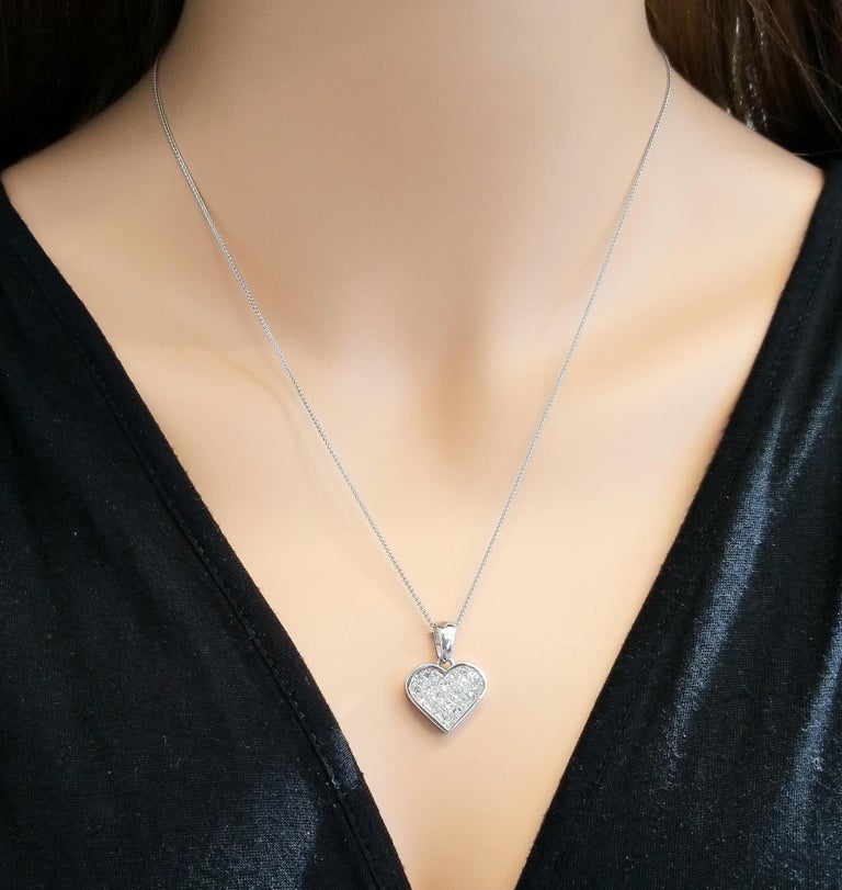 2.11 Carat Total Weight Diamond Invisible-Set Heart Pendant at 1stDibs