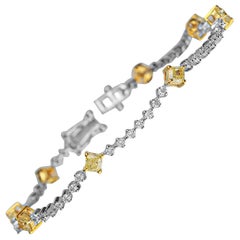 2.11 Carat T.W. Yellow Diamond 14 Karat Two-Tone Gold Bracelet