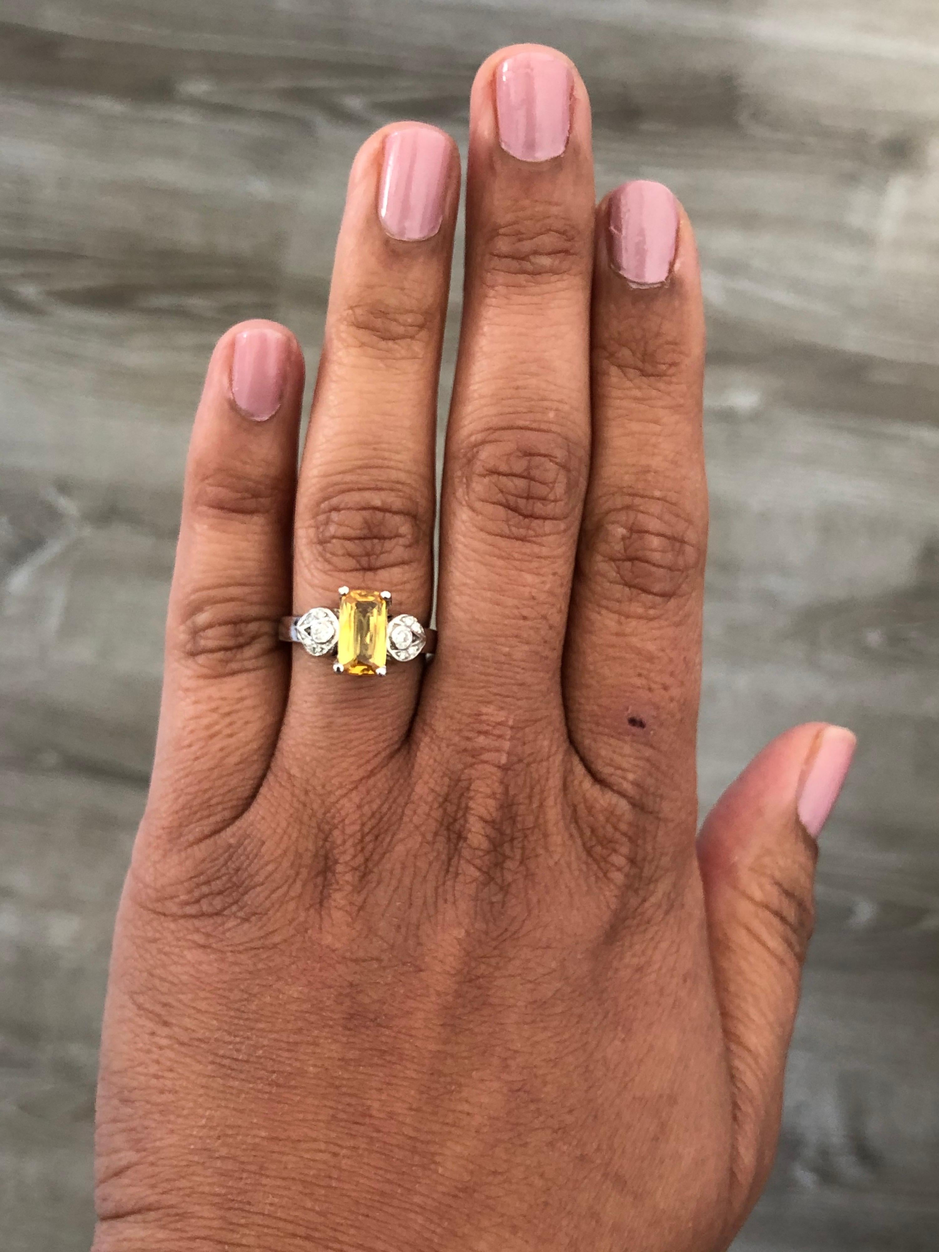 2.11 Carat Yellow Sapphire Diamond White Gold Ring In New Condition For Sale In Los Angeles, CA