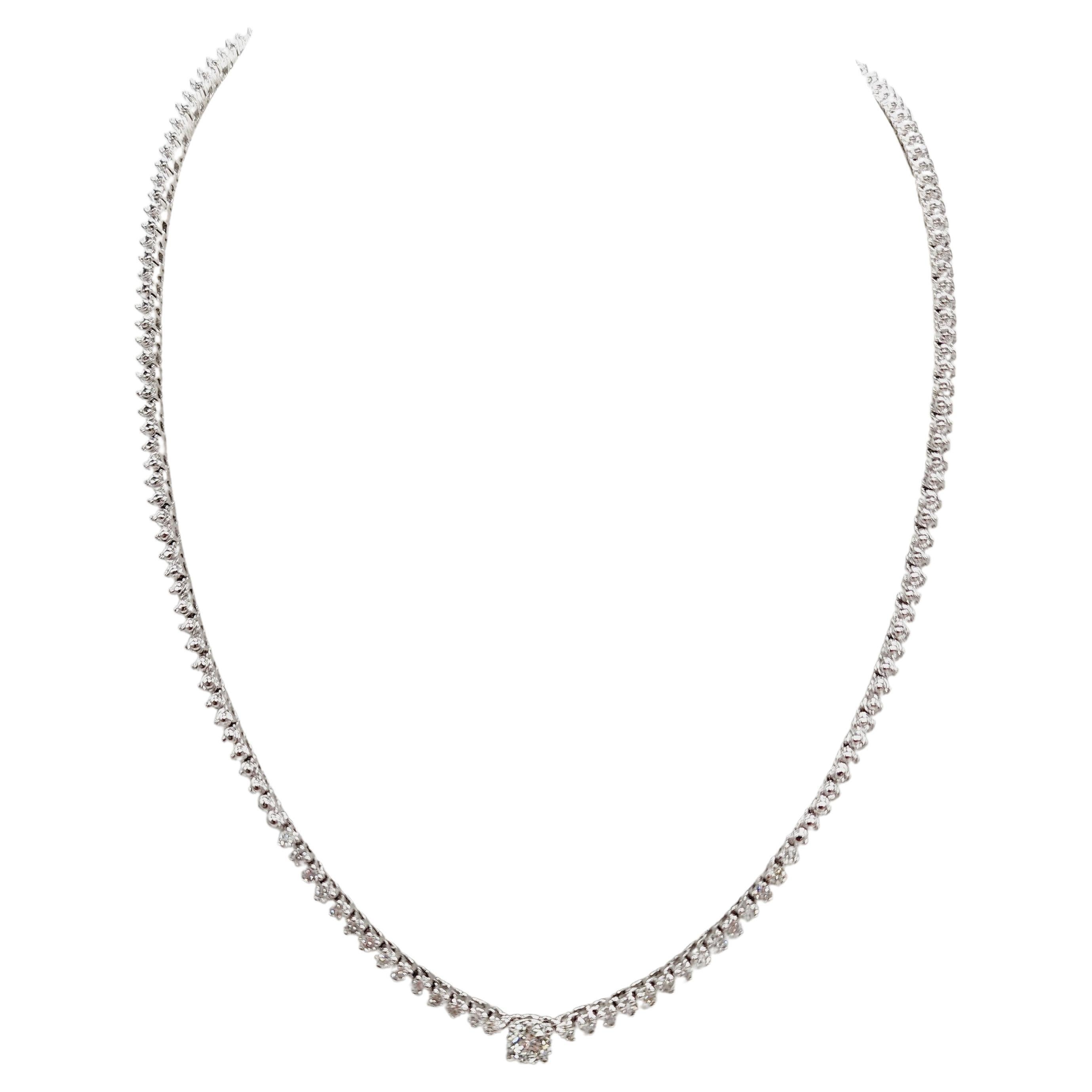 2.11 Carats Diamond Necklace 14 Karat White Gold 16''