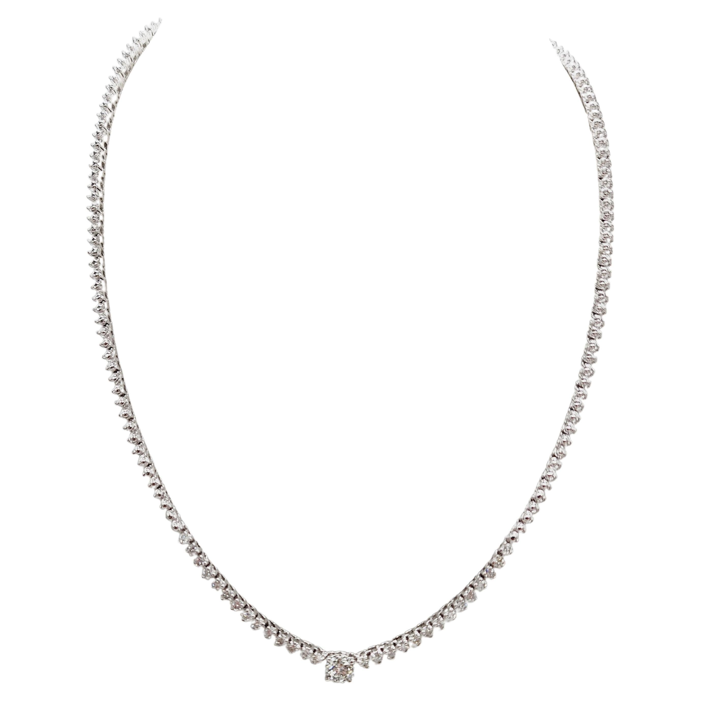 2.11 Carats Diamond Necklace 14 Karat White Gold 16'' For Sale