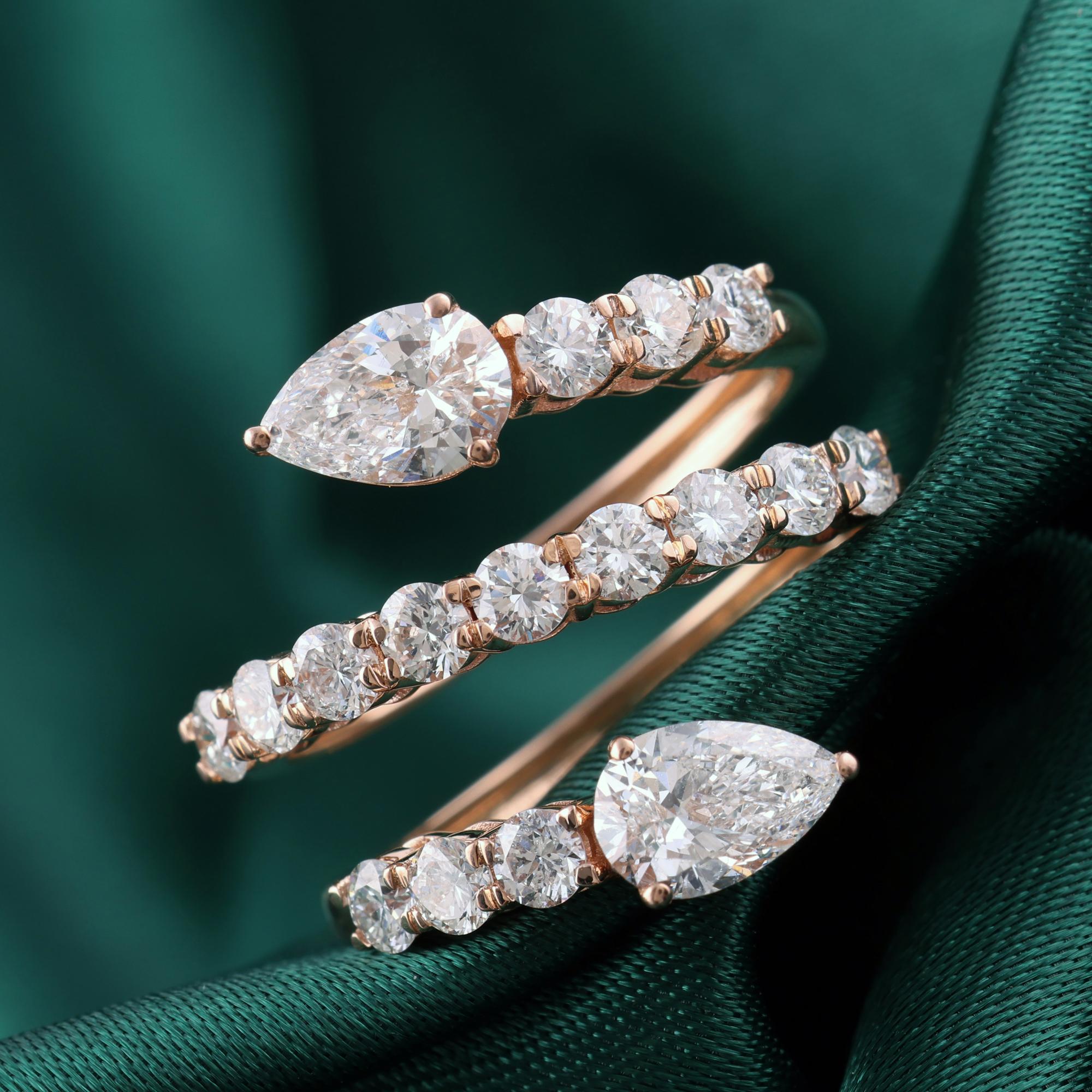 Anello a spirale con pera e diamante tondo SI/H da 2,11 carati in oro rosa 18 carati Gioielli di pregio In condizioni Nuovo in vendita a Diera, Dubai