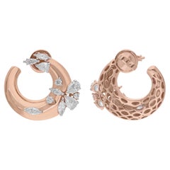 2.11 Ct. Pear & Marquise Diamond Hoop Earrings 18 Karat Rose Gold Fine Jewelry