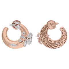 2.11 Ct. Boucles d'oreilles poire et marquise en or rose 18 carats Bijoux fins