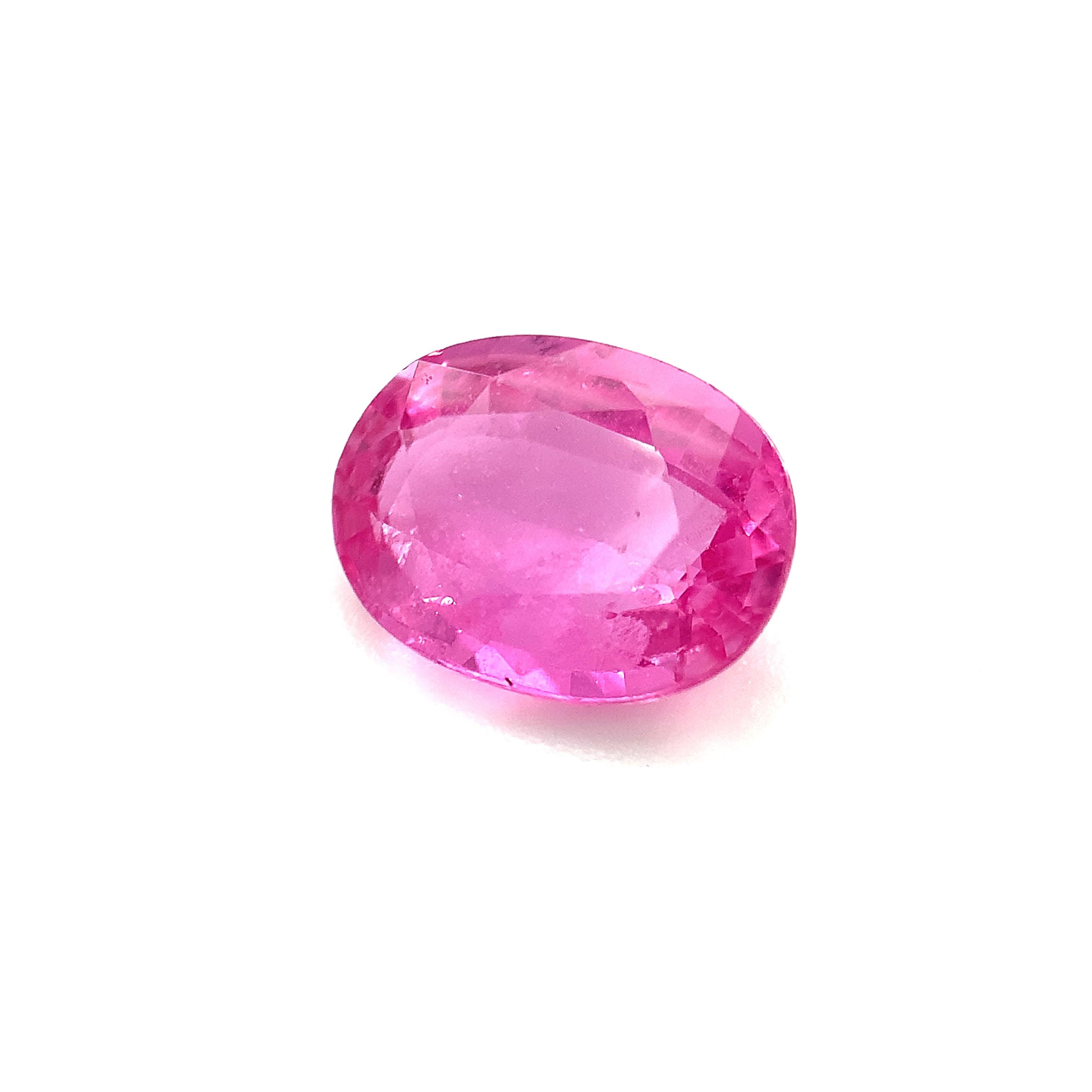 Artisan 2.11 Carat Pink Sapphire Oval, Unset Loose Gemstone, GIA Certified   For Sale