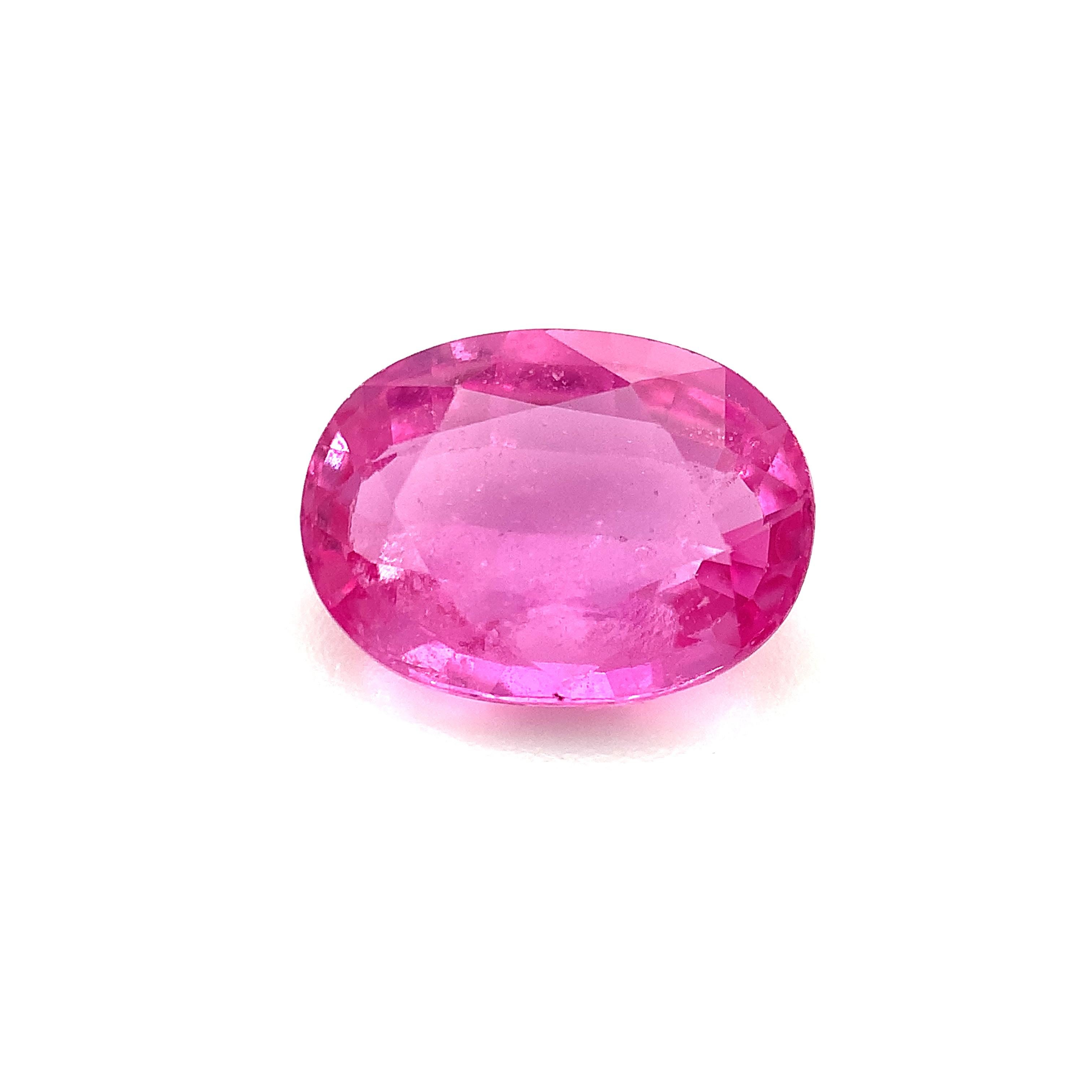 Oval Cut 2.11 Carat Pink Sapphire Oval, Unset Loose Gemstone, GIA Certified   For Sale