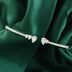 2.11 Ct SI/H Pear Diamond Open Cut Bracelet 18K White Gold Fine Jewelry