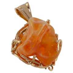 21,12 Ct Mexican Fire Opal in 18k Gelbgold Anhänger Einstellung Gorgeous!