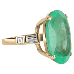 21.12tcw 14K Colombian Emerald-Oval Cut & Diamond Ring