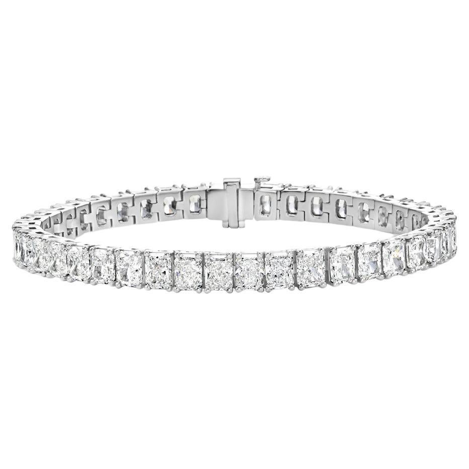 21.15ct All GIA Certified D-E-F Radiant Cuts Diamond Tennis Bracelet in Platinum For Sale