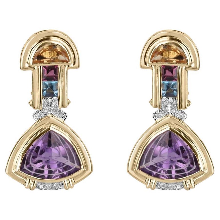 Pink Topaz and Amethyst Pastille Earrings main image 0
