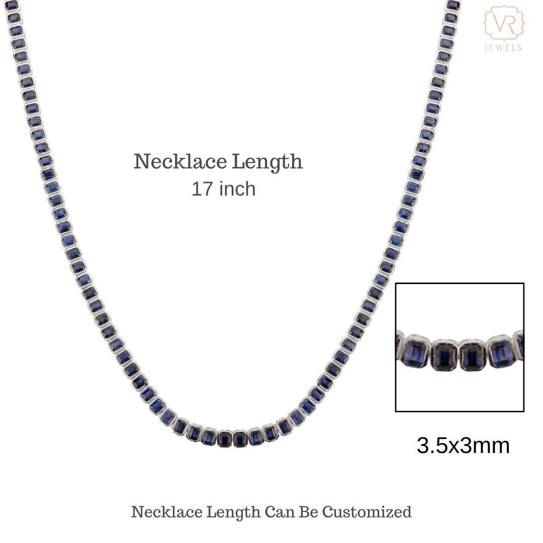 21.16 Karat tiefblauer Saphir Choker-Halskette für Damen aus 18 Karat massivem Weißgold mit Saphir im Angebot 6
