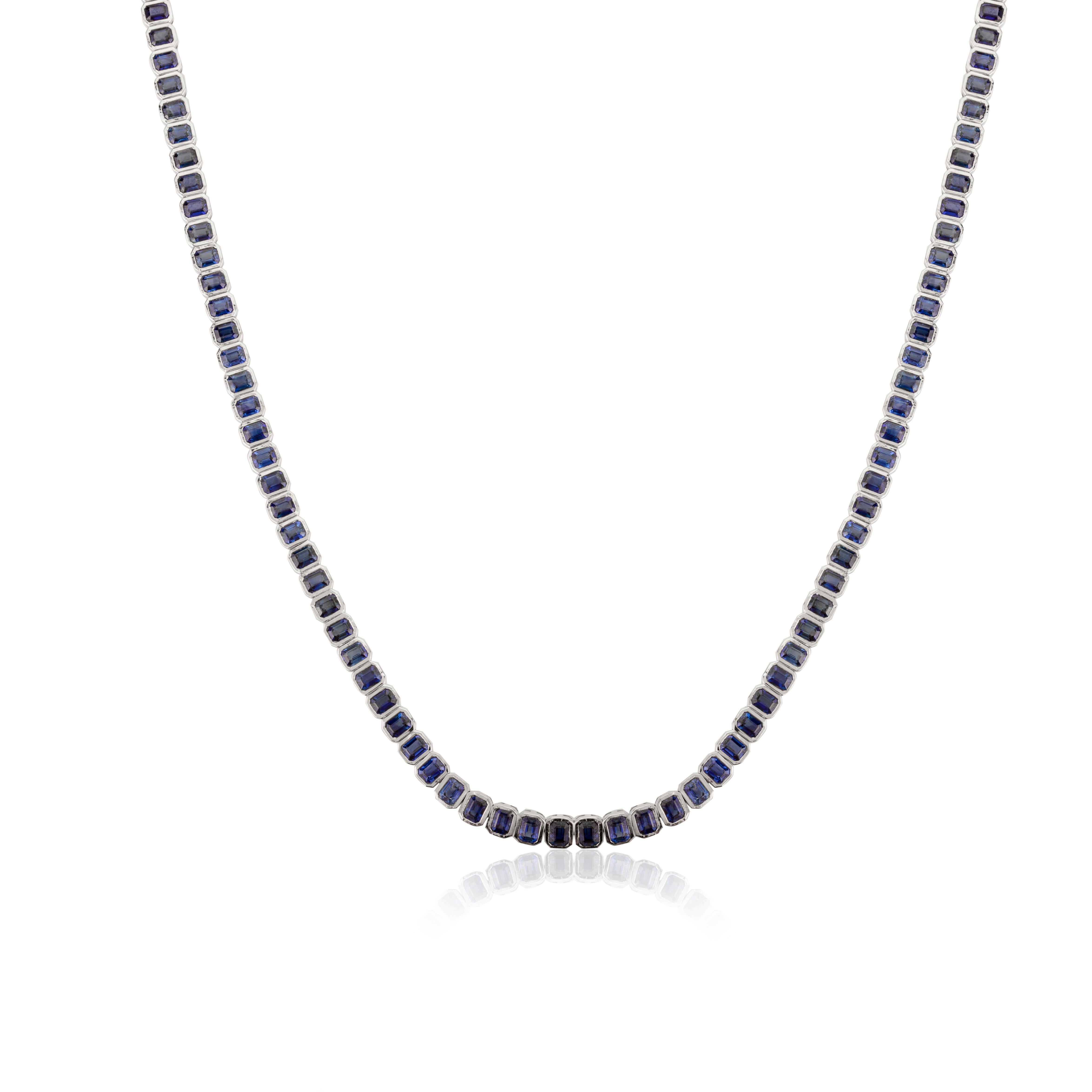 21.16 Karat tiefblauer Saphir Choker-Halskette für Damen aus 18 Karat massivem Weißgold mit Saphir im Zustand „Neu“ im Angebot in New York, NY