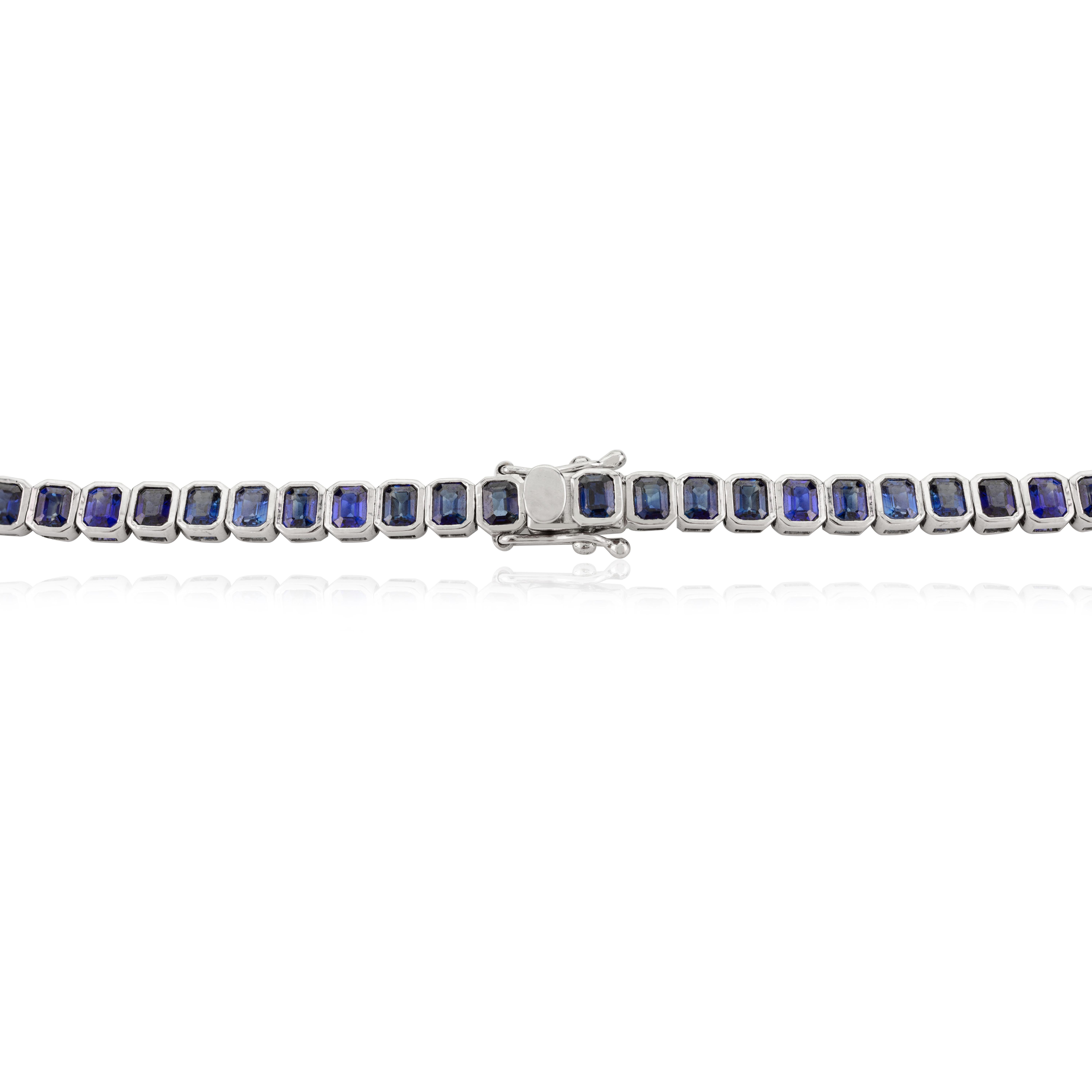 21.16 Karat tiefblauer Saphir Choker-Halskette für Damen aus 18 Karat massivem Weißgold mit Saphir im Angebot 4