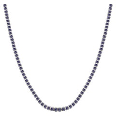 Collier ras du cou pour femmes en or blanc massif 18 carats avec saphir bleu profond de 21,16 carats