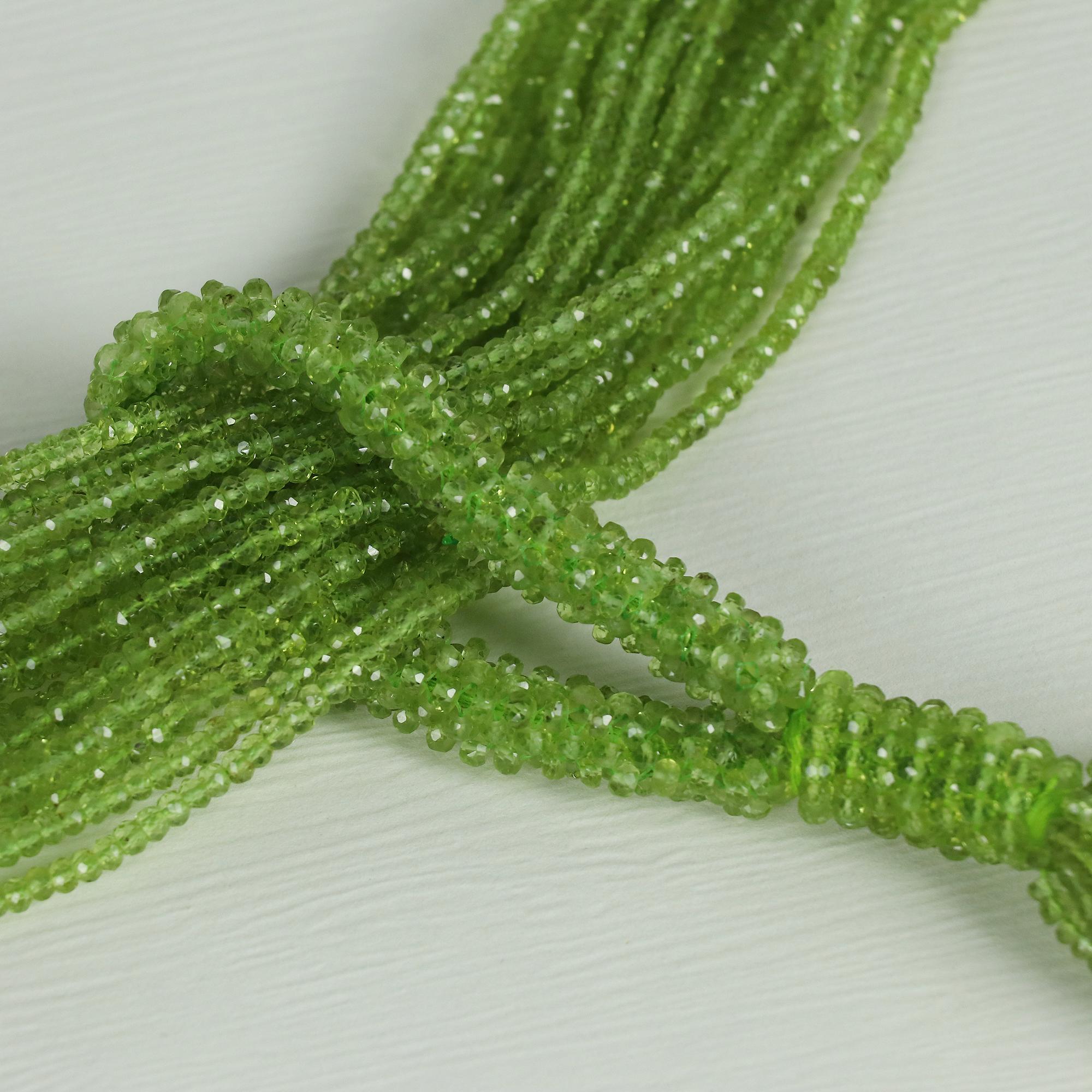 Collier à cordes en péridot naturel véritable 2119 carats 20 ligne 40 Unisexe en vente