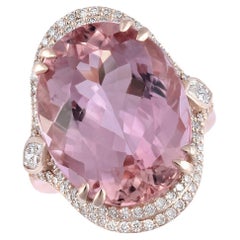 21.19 Carats Morganite Diamonds set in 14K Rose Gold Ring