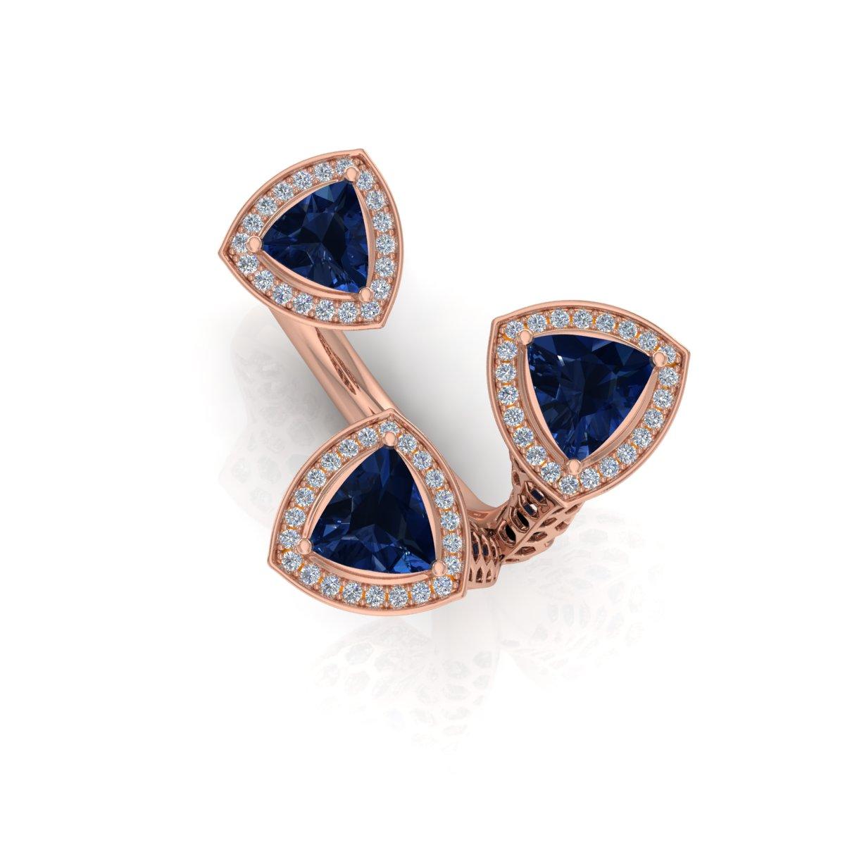 En vente :  2.11ct Blue Sapphire 0.40ct Diamond Statement Cocktail Ring 18k Rose Gold 4