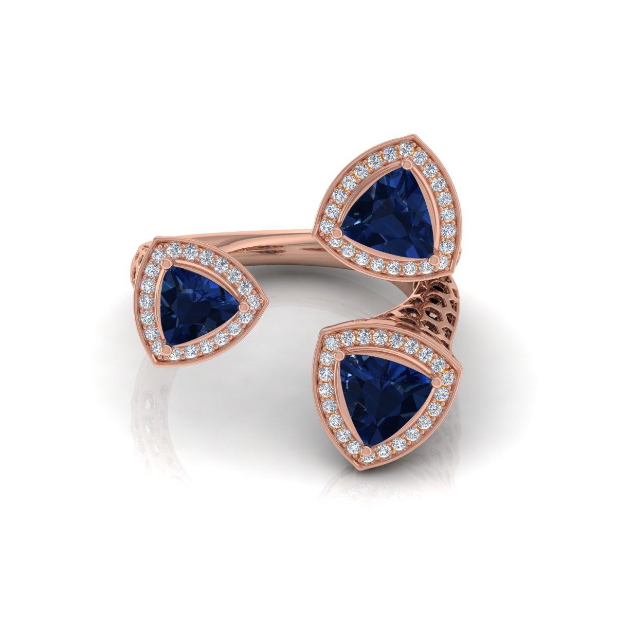 En vente :  2.11ct Blue Sapphire 0.40ct Diamond Statement Cocktail Ring 18k Rose Gold 5