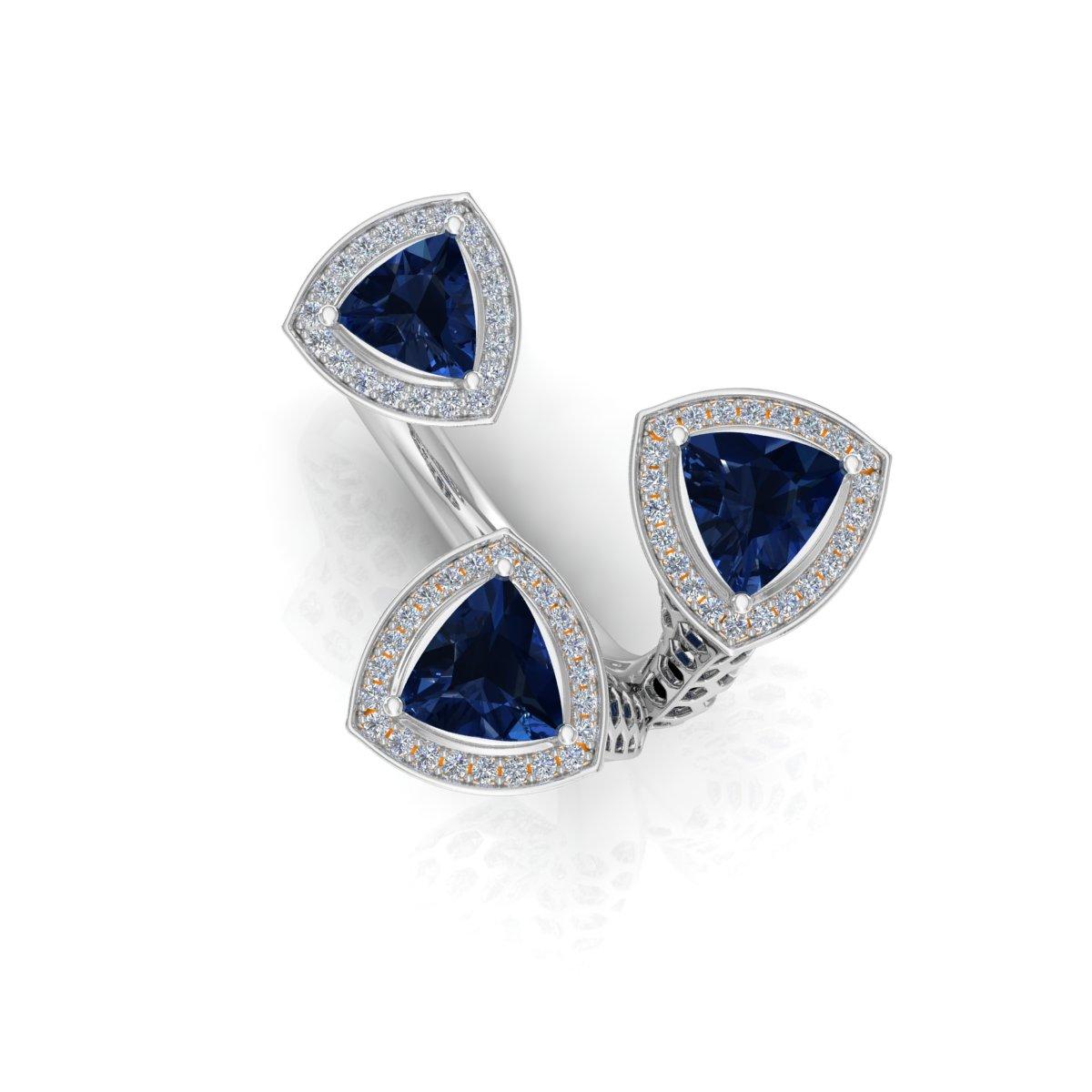 En vente :  2.11ct Blue Sapphire 0.40ct Diamond Statement Cocktail Ring 18k White Gold 4