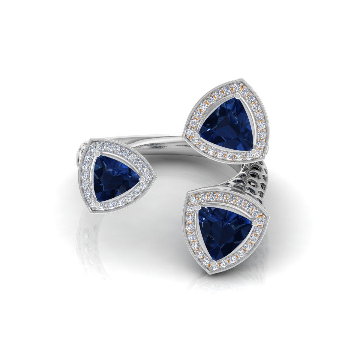 En vente :  2.11ct Blue Sapphire 0.40ct Diamond Statement Cocktail Ring 18k White Gold 5