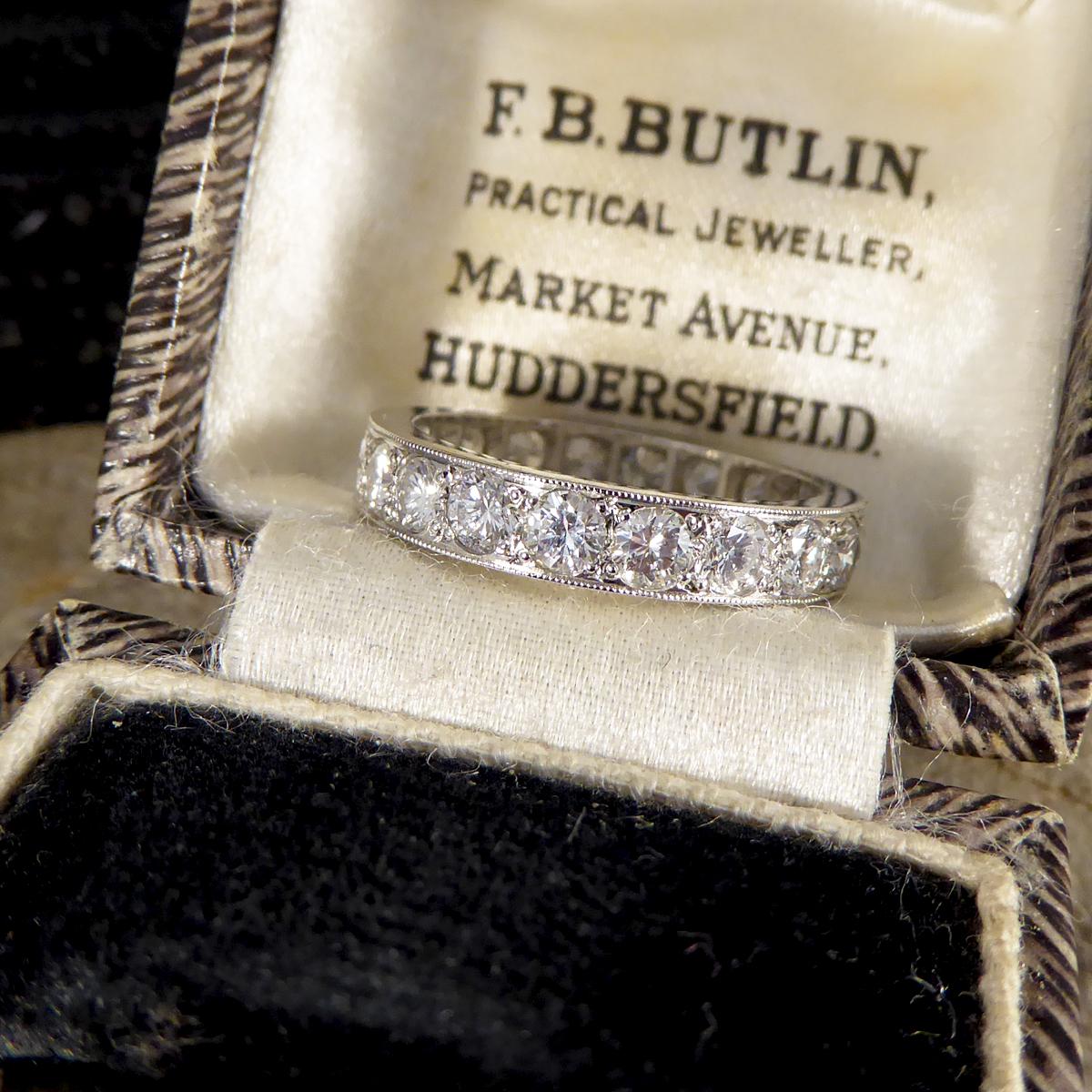 2.11 Carat Brilliant Cut Diamond Full Eternity Ring in Platinum For Sale 1