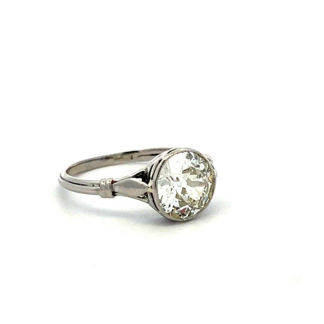 Anello di fidanzamento in platino con diamante circolare Brilliante M SI2 2,11ct GIA Estate in vendita 2