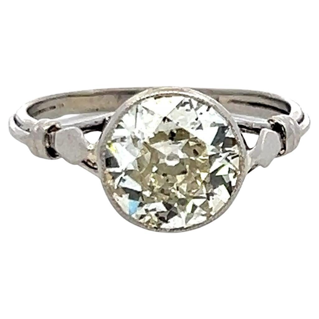 Anello di fidanzamento in platino con diamante circolare Brilliante M SI2 2,11ct GIA Estate