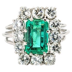 2.11ct Colombian Emerald & 1.50ctw Diamonds Ring In Platinum