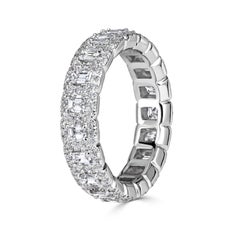 2.11ct Emerald Cut and Round Brilliant Cut Diamond Eternity Band in Platinum