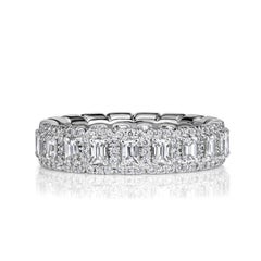 2.11ct Emerald Cut and Round Brilliant Cut Diamond Eternity Band in Platinum