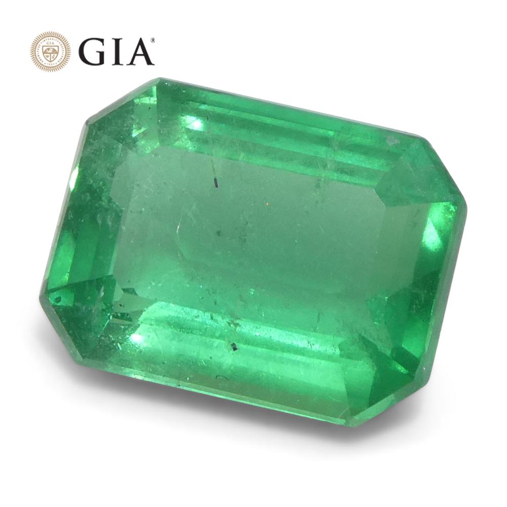 2.11ct Octagonal/Emerald Cut Green Emerald GIA Certified Zambia (F1) en vente 3