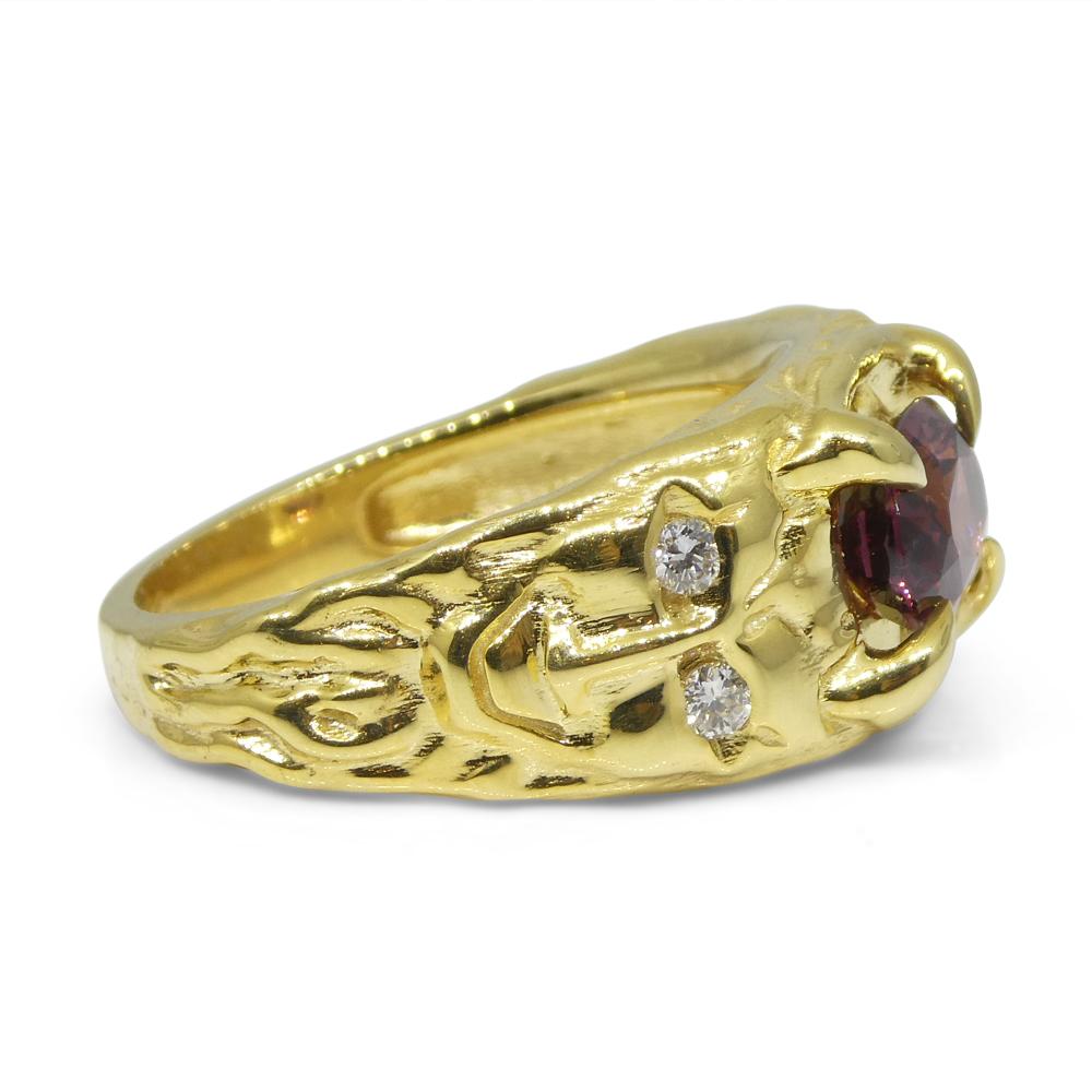 2.11ct Pink Spinel, Diamond Devil Mask Ring set in 14k Yellow Gold For Sale 6