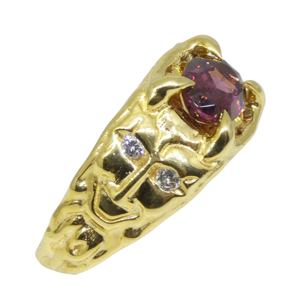 2.11ct Pink Spinel, Diamond Devil Mask Ring set in 14k Yellow Gold For Sale 3