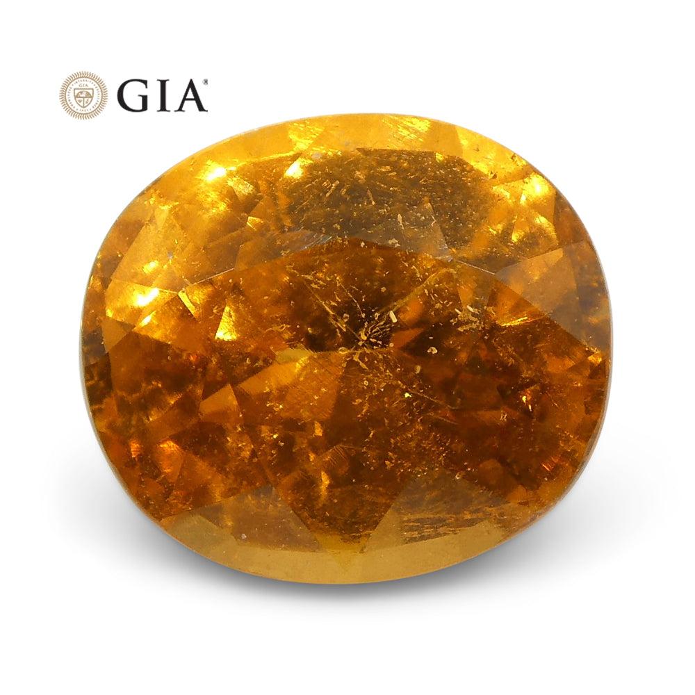 Women's or Men's 2.11ct Vivid Fanta Orange Spessartine/Spessartite Garnet Oval, GIA Certified For Sale