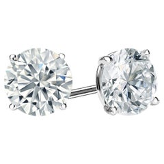2.11ctw Natural Round Diamond Stud Earrings Pair 4-Prong Martini Setting