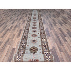 2'11"x22'7" Puritan Gray XL Afghan Hand Knotted Super Kazak Oriental Runner Rug