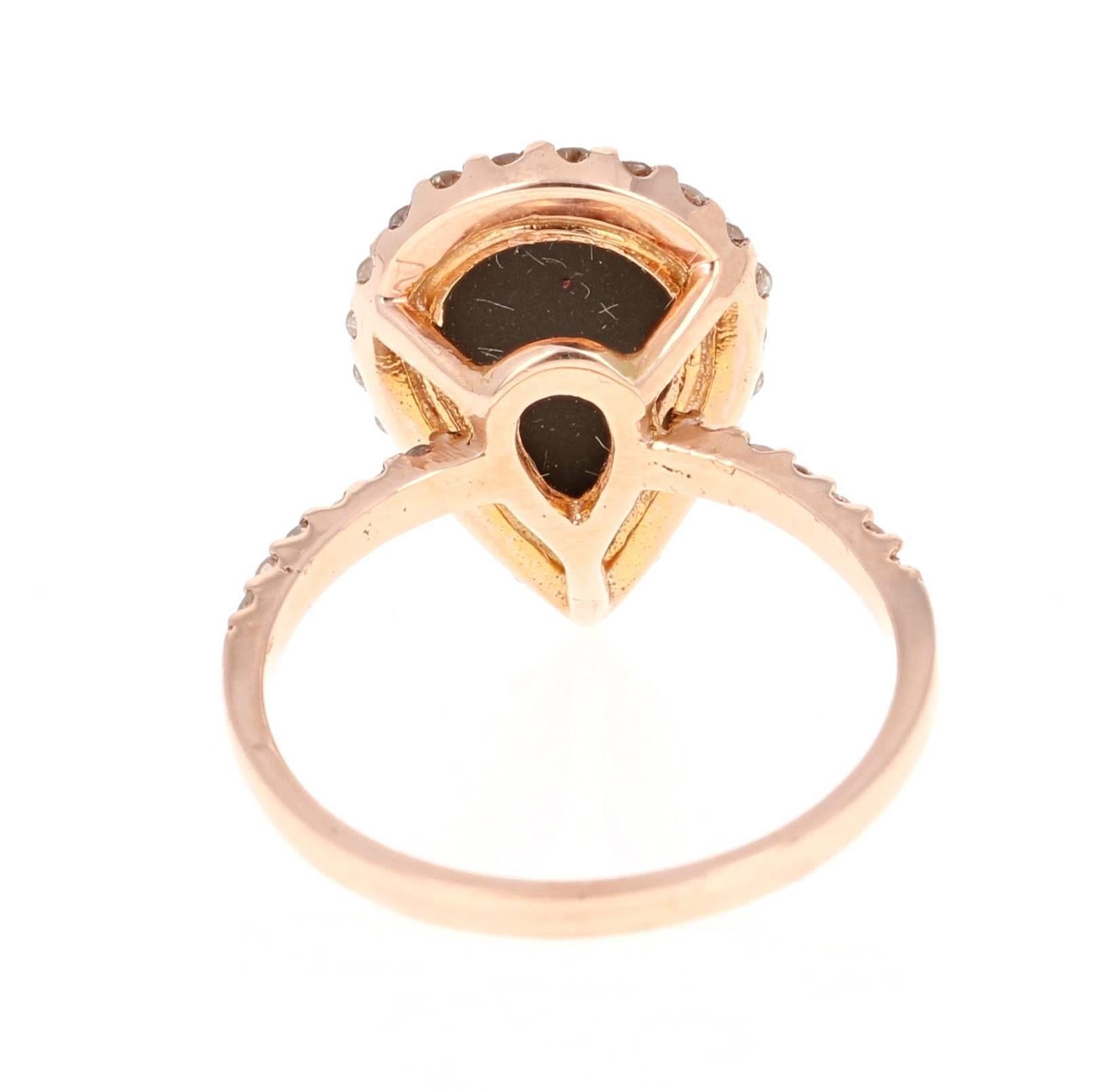 Contemporary 2.12 Carat Ammolite Diamond Rose Gold Ring